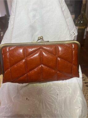 Patricia Nash Quilted Frame Clutch in Cognac Brown Everly